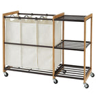 TRINITY 3-Bag Laundry Station with Wheels, Bronze (TBFPBR-2101C)-3 Large Laundry Bags: 14"W x 9 D x 24 H