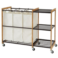 TRINITY 3-Bag Laundry Station with Wheels, Bronze (TBFPBR-2101C)-3 Large Laundry Bags: 14"W x 9 D x 24 H