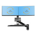 North Bayou 22"-27" Wall Mount Sit-Stand Desk Workstation, Dual Monitor - Black (MC27-2AB)-Upright lift distance: 18.9"