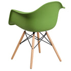 Flash Furniture Alonza Series Plastic Chairs with Wooden Legs - Green - 2 Pack-Waterfall Seat reduces pressure on your legs