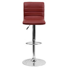 Flash Furniture Contemporary Vinyl Adjustable Height Barstool with Horizontal Stitch Back & Chrome Base - Burgundy-Contemporary Style Stool