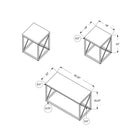 Monarch Specialties 7954P Table Set - 3Pcs Set/Black Marble/Black Metal-Smooth, thick panel table top in a modern black marble-look finish