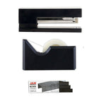 JAM Paper Office & Desk Sets, Tape Dispenser Stapler Pack of Staples, Black (33758BK)-Stapler Size: 6" x 2.5" x 1.125" Staples Size: Standard (.5" x .25") Tape Dispenser Size: 4.5" x 2.5" x 1.75"