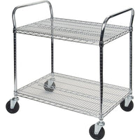 Kleton Wire Mesh Utility Cart, Chrome Plated, 24" x 45" x 36", 800 Lbs. Capacity-Capacity: 800 lbs.