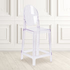 Flash Furniture Ghost Counter Stool with Oval Back - Transparent Crystal-Suitable for Outdoor Use