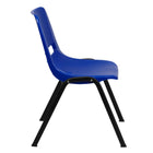Flash Furniture HERCULES Series Navy Ergonomic Shell Stack Chair with Black Frame & 14" Seat Height-Stacks up to 15 Chairs High