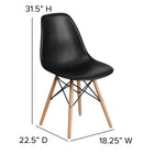 Flash Furniture Elon Series Black Plastic Chair with Wooden Legs-Designed for Commercial Use