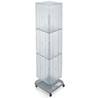 Azar Displays 60" x 14" x 14" 4-Sided Interlocking Pegboard Floor Display, Clear (701465-CLR)-Revolves on square, wheeled base