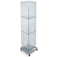 Azar Displays 60" x 14" x 14" 4-Sided Interlocking Pegboard Floor Display, Clear (701465-CLR)-Revolves on square, wheeled base