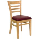 Flash Furniture HERCULES Series Ladder Back Natural Wood Restaurant Chair - Burgundy Vinyl Seat-800 lb. Weight Capacity