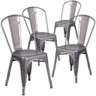 Flash Furniture Clear Coated Metal Indoor Stackable Chairs - 4 Pack-Stack Quantity: 15