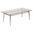 Avenue Six Brooklyn Coffee Table-Glass top, nickel brush legs