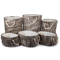 Truu Design Round Storage Baskets, Set of 6, 15.5 x 18 inches, Brown-Dimension: XL -17" x 19" x 13" / L -13.5" x 17" x 10.5" / M -15" x 8" x 11" / S -13.25" x 7.5" x 9" / XS -11.5" x 6.5" x 7" (L x H x W)