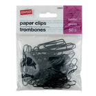 Staples Jumbo Vinyl-Coated Paper Clips - Black - 50 Pack-Vinyl clips slide easily