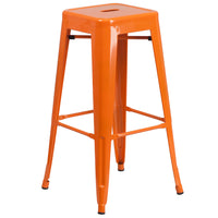 Flash Furniture 30" High Backless Metal Indoor-Outdoor Barstool with Square Seat-Stackable Industrial Style Modern Stool
