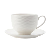 Maxwell & Williams Diamonds Round Cup & Saucer - White - 4 Pack-Dinnerware
