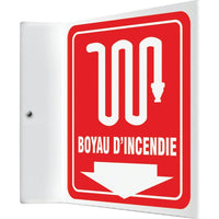 Accuform Signs "Boyau D'Incendie" Projection Sign, 8" x 8", Plastic, French With Pictogram-Display Type Bolt-On