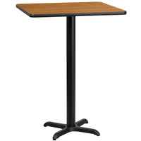 Flash Furniture 24" Square Natural Laminate Table Top with 22" x 22" Bar Height Table Base-Bar Height Hospitality Table