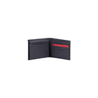 Champs Black Label Leather RFID Flip-up Passcase Wallet, Navy-7 credit card slots