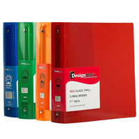 JAM Paper Assorted 1.5" Plastic 3 Ring Binders, Red, Green, Blue, Orange, 4 Pack-Assorted Plastic