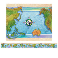 Edupress Spotlight Borders Ep3304 39" x 3" Straight Social Studies World Continents Border, Multicolour, 96 Pack (EP-3304)-Classroom borders for decoration and fun learning