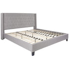 Flash Furniture Riverdale King Size Tufted Upholstered Platform Bed - Light Grey Fabric-Panel Headboard