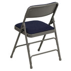 Flash Furniture HERCULES Series Curved Triple Braced & Double-Hinged Navy Fabric Metal Folding Chair-CA117 Fire Retardant Foam