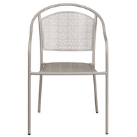 Flash Furniture Light Grey Indoor-Outdoor Steel Patio Arm Chair with Round Back-Stackable Patio Chair