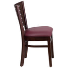 Flash Furniture Darby Series Slat Back Walnut Wood Restaurant Chair - Burgundy Vinyl Seat-Slat Back Design
