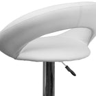 Flash Furniture Contemporary White Vinyl Rounded Back Adjustable Height Barstool with Chrome Base, 2 Pack-Seat Adjusts from Counter to Bar Height