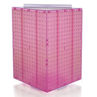 Azar Displays 20" x 14" x 14" 4-Sided Revolving Pegboard Display, Pink Translucent (701414-PNK)-Interlocking four-sided display and sits on a 12" diameter revolving base