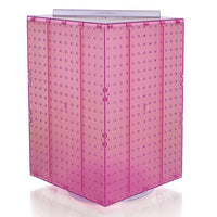 Azar Displays 20" x 14" x 14" 4-Sided Revolving Pegboard Display, Pink Translucent (701414-PNK)-Interlocking four-sided display and sits on a 12" diameter revolving base
