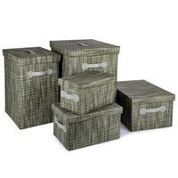 Truu Design Rectangular Storage Boxes, Set of 5, 17 x 19 x 13.5 inches, Green-Dimension: XXL -15.5" x 14" x 12" / XL: 14" x 12" x 10" / L: 11.5" x 10" x 9" / S: 15.5" x 6.5" x 12" / XS: 14" x 5.5" x 10" / XXS: 11.5" x 4.5" x 9" (L x H x W)