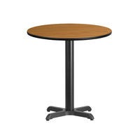 Flash Furniture 24" Round Natural Laminate Table Top with 22" x 22" Table Height Base-Hospitality Table
