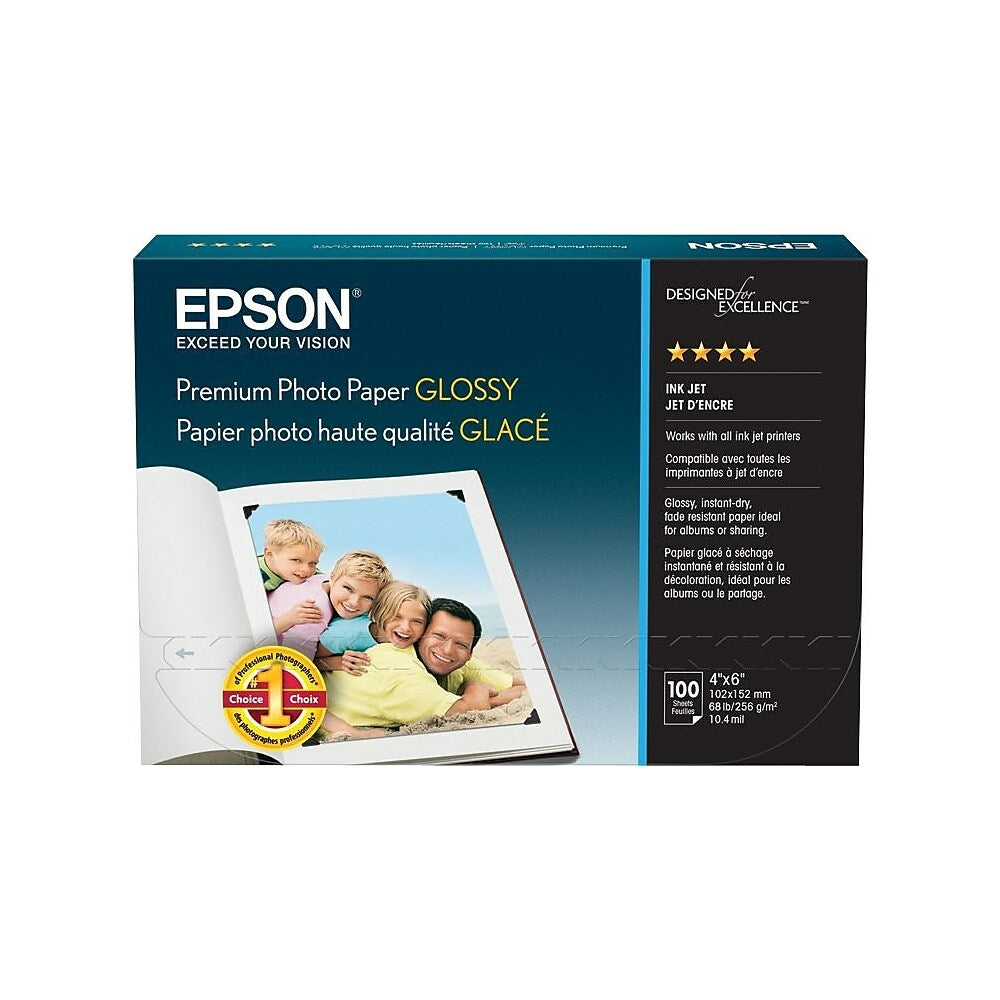 Epson Premium Glossy Photo Paper, Borderless, 4 Epson Premium Glossy Photo Paper, Borderless, 4