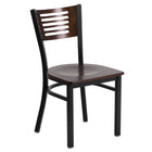 Flash Furniture HERCULES Series Black Slat Back Metal Restaurant Chair - Walnut Wood Back & Seat-500 lb. Weight Capacity