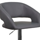 Flash Furniture Contemporary Grey Vinyl Adjustable Height Barstool with Rounded Mid-Back & Chrome Base-Height Adjustable Seat with Gas Lift