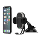 PureGear 10W AutoGrip Universal Car Charging Mount with Qi + Suction Mount - Black-Adjustable support base accommodates most phones