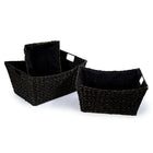 Truu Design Braided Grass Storage Baskets, Set of 3, Black-Large: 15.75"L x 8"H x 11.75"W / Medium: 14"L x 7.5"H x 10"W / Small: 12"L x 6.5"H x 8"W