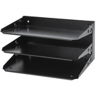 Merangue Metal 3-Tier File Shelf - Letter Size - Black-File shelf with 3 compartments designed to accommodate letter size documents
