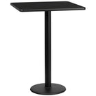 Flash Furniture 30'' Square Laminate Table Top, Black with 18'' Round Bar-Height Table Base (XUBK3030TR18B)-Bar Height Hospitality Table