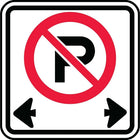 SCN Industrial No Parking Traffic Sign With Directional Arrows, 24" x 24", Aluminum, Pictogram-Display Type Bolt-On