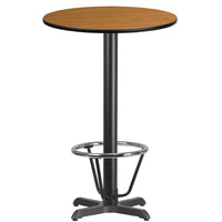 Flash Furniture Laminate 24" Round X-Base Table, Natural (XURD24NTT22B3F)-Bar Height Hospitality Table