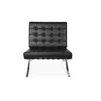 Plata Import Cross Barcelona Chair, Front Black Leather, Back (LS-5010-B)-Lounge Chair
