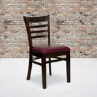 Flash Furniture HERCULES Series Ladder Back Walnut Wood Restaurant Chair - Burgundy Vinyl Seat-2.5'' Thick Foam Padded Seat