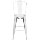 Flash Furniture 30" High Distressed Metal Indoor-Outdoor Barstool with Back - White-Bistro Style Barstool