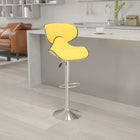 Flash Furniture Contemporary Cozy Mid-Back Yellow Vinyl Adjustable Height Barstool with Chrome Base-Height Adjustable Seat with Gas Lift