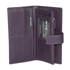 Club Rochelier Ladies Clutch with Tab Wallet - Plum-3 Slot pockets; 1 Coin pocket; 2 Zippered pocket