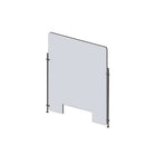 Mark Maker Rod Sneeze Guard -1/4" Clear Acrylic with 23.5" W x 31.5" H panel and 24" H aluminum rod set with 4"x12" pass through-Optimal social distancing between two groups of people
