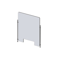 Mark Maker Rod Sneeze Guard -1/4" Clear Acrylic with 23.5" W x 31.5" H panel and 24" H aluminum rod set with 4"x12" pass through-Optimal social distancing between two groups of people